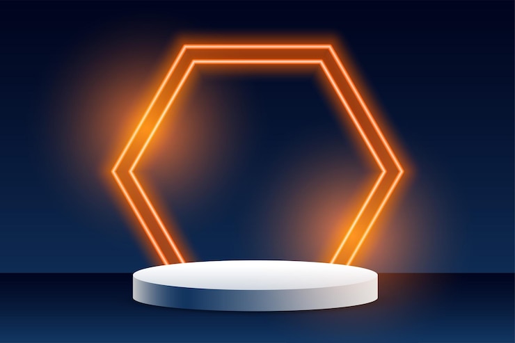 Vector gratuito fondo de plataforma de podio 3d redondo con marco brillante para exhibición de objetos