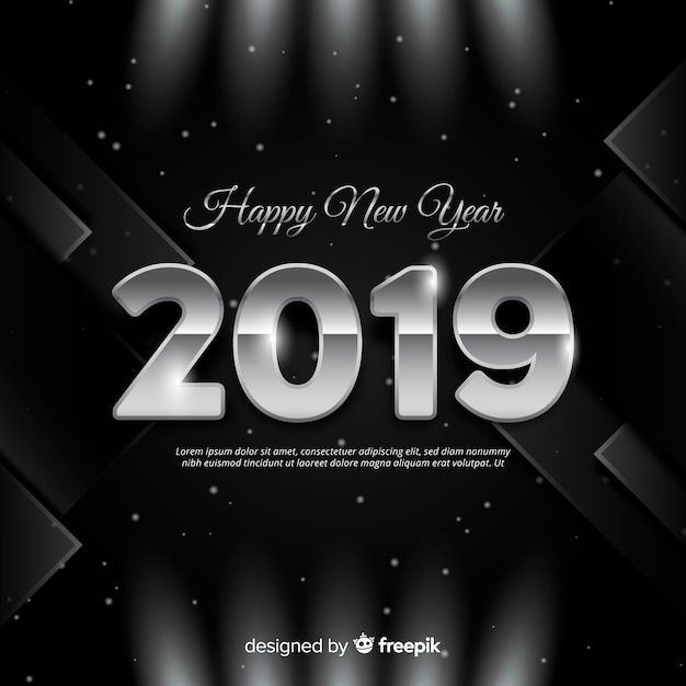 Fondo plateado de año nuevo 2019