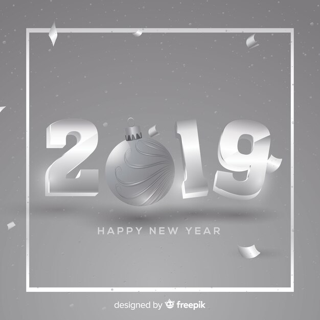 Fondo plateado de año nuevo 2019