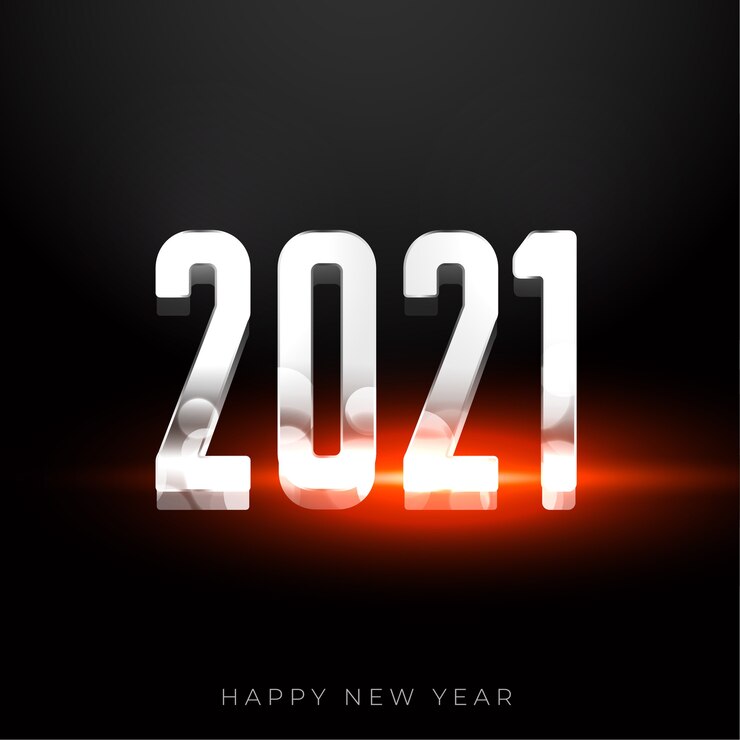 Vector gratuito fondo plateado feliz año nuevo 2021 con efecto de luz