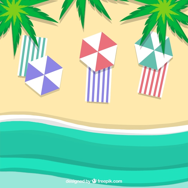 Vector gratuito fondo de playa desde arriba en estilo de papel