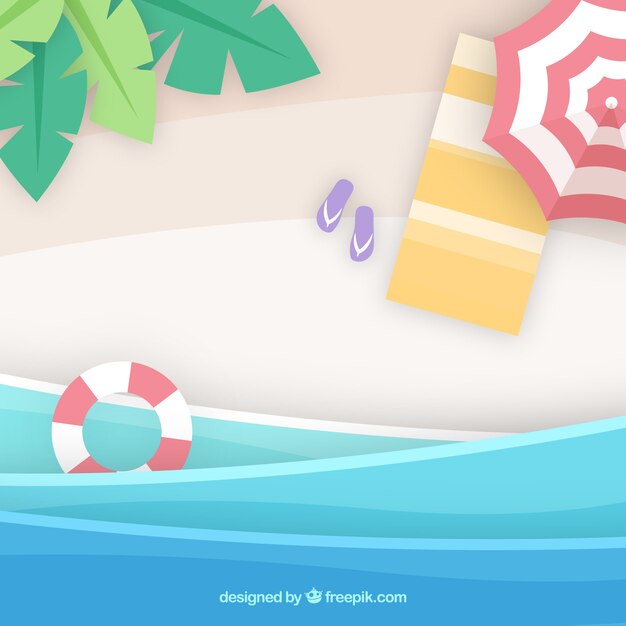 Fondo de playa desde arriba en estilo plano
