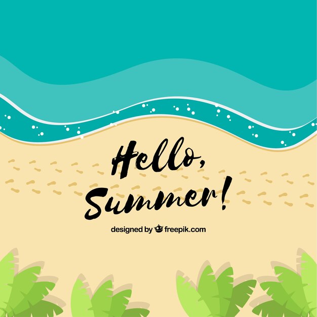 Fondo de playa en diseño plano 