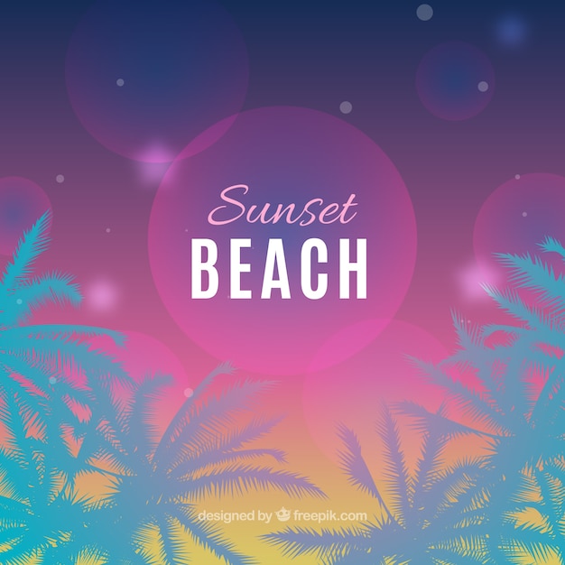 Vector gratuito fondo de playa tropical con atardecer degradado