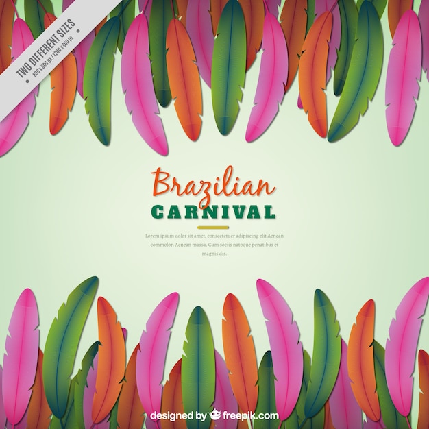 Fondo de plumas de colores de carnaval de brasil 