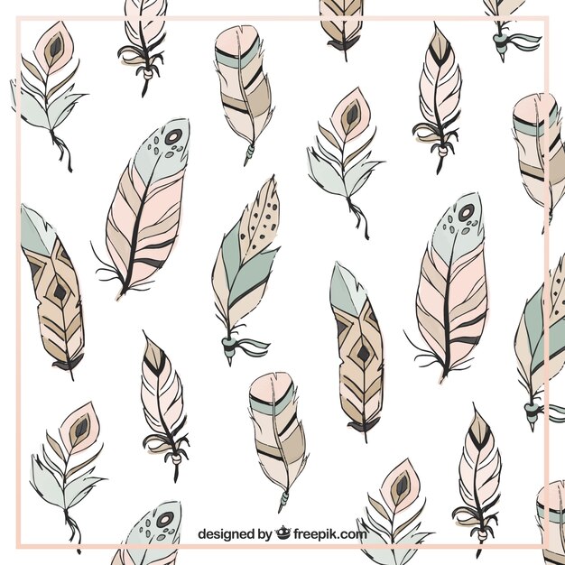 Fondo de plumas decorativas en estilo boho