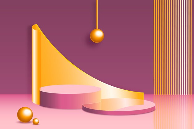 Fondo de podio 3d con elementos dorados