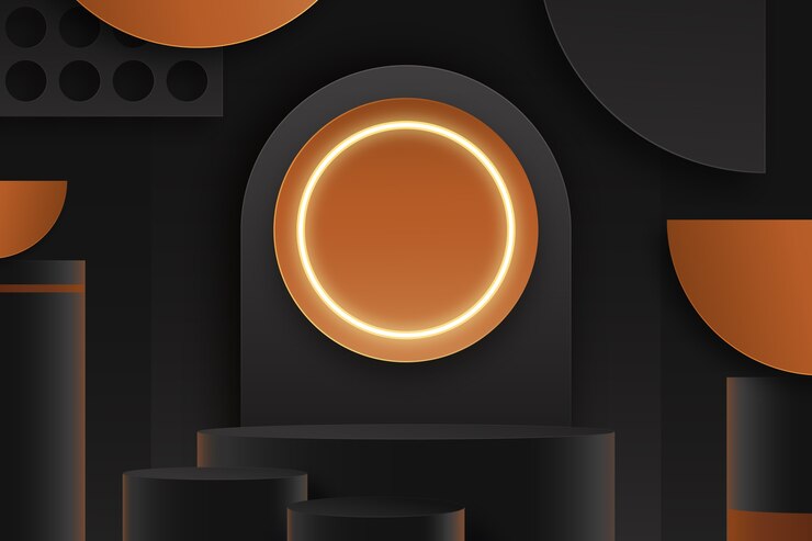 Vector gratuito fondo de podio con luz de neón realista