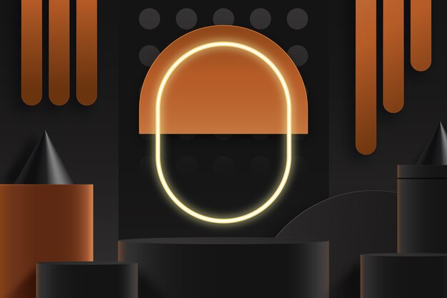 Fondo de podio de luz de neón realista