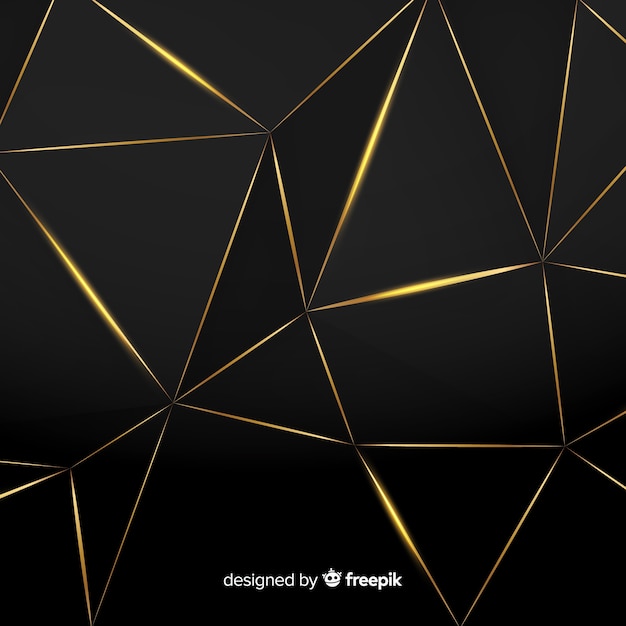 Fondo poligonal oscuro y dorado
