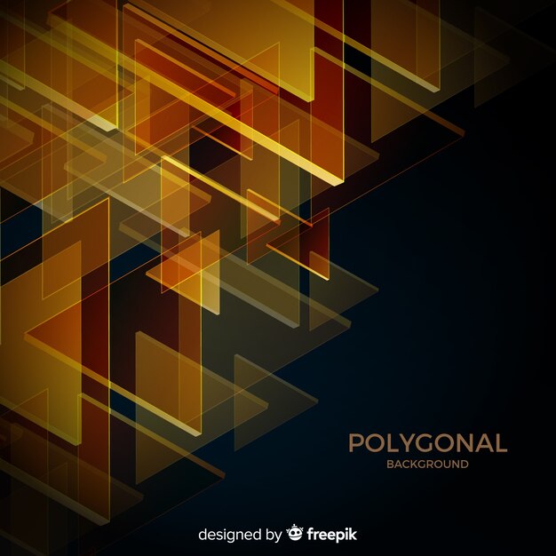 Fondo poligonal oscuro y dorado