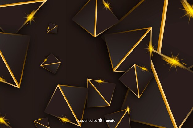 Fondo poligonal oscuro y dorado
