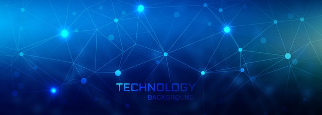 Fondo de polígono de tecnología de banner de conexión digital