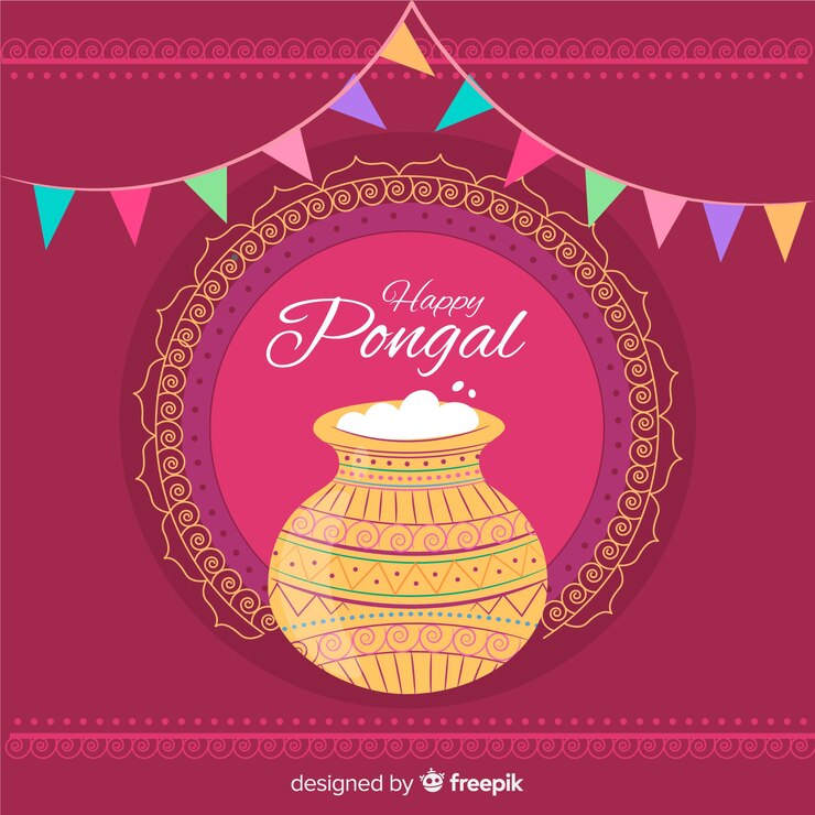 Vector gratuito fondo de pongal en diseño plano