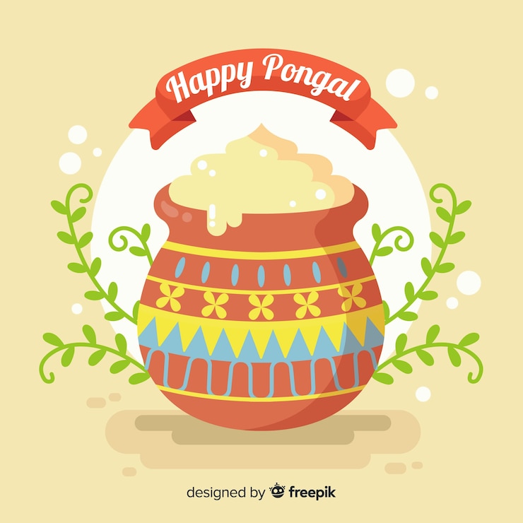 Vector gratuito fondo de pongal en diseño plano