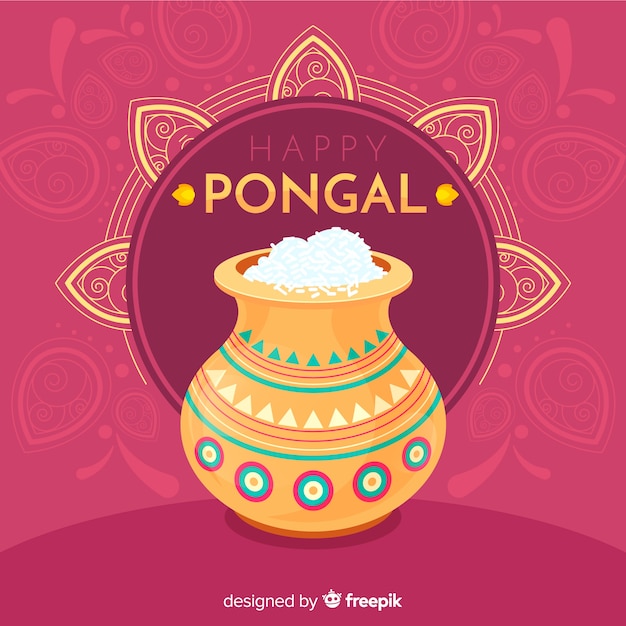 Fondo de pongal en diseño plano