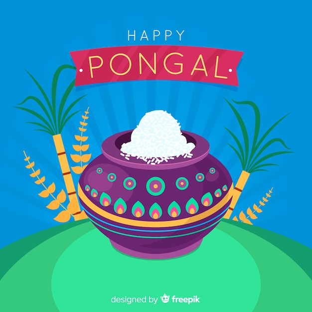 Fondo de pongal en diseño plano