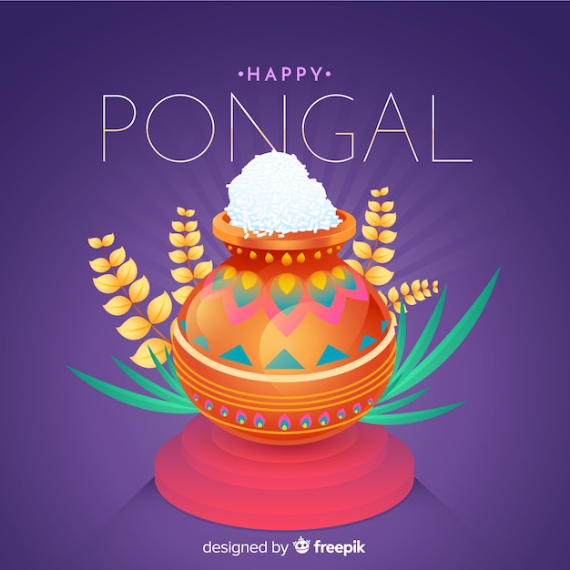 Vector gratuito fondo de pongal en diseño plano