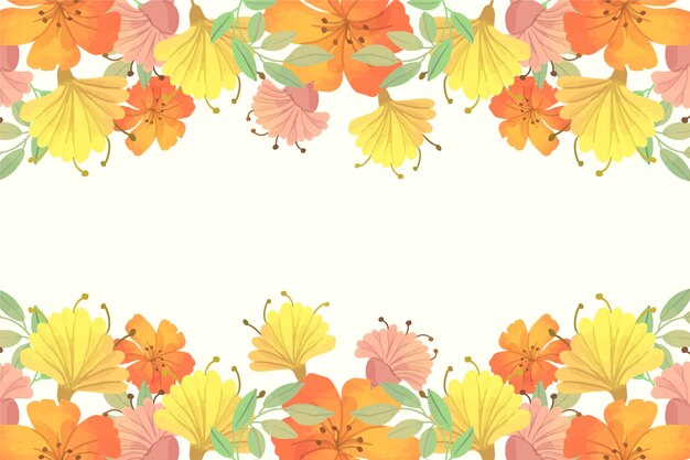 Fondo de primavera acuarela con flores de colores cálidos