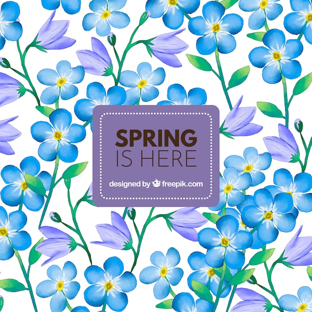 Vector gratuito fondo de primavera azul dibujado a mano