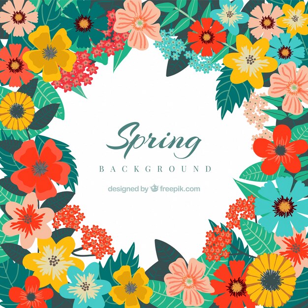 Fondo de primavera con bonitas flores de colores