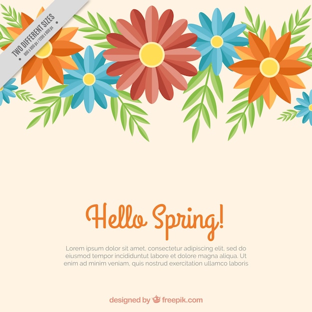 Vector gratuito fondo de primavera bonito con flores en diseño plano