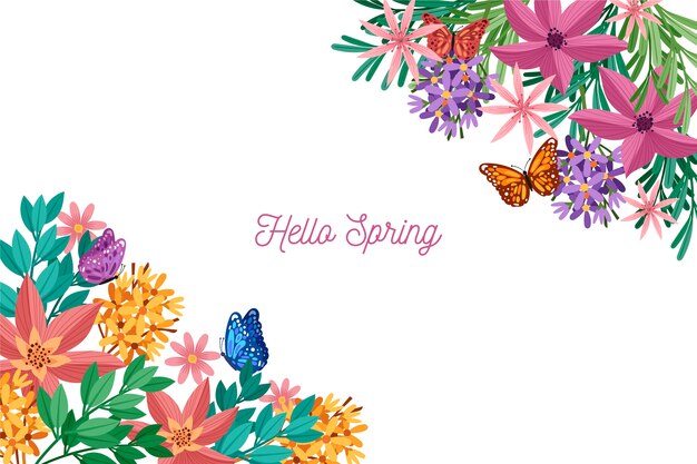 Vector gratuito fondo de primavera colorida con saludo