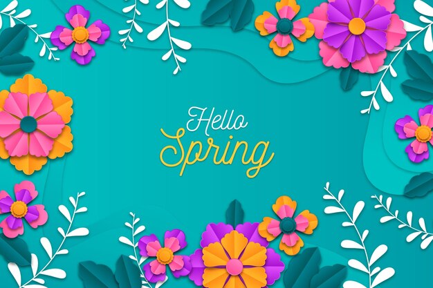 Fondo de primavera colorido realista en estilo papel