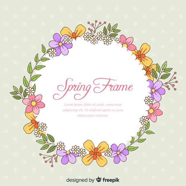 Fondo primavera corona dibujada a mano