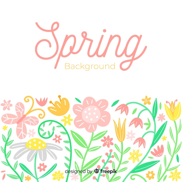 Fondo primavera detalle floral dibujado a mano
