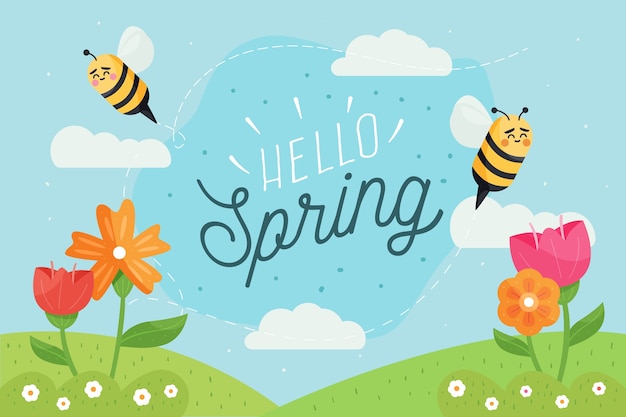 Fondo de primavera dibujado a mano