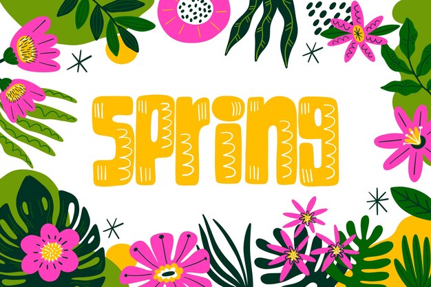 Fondo de primavera dibujado a mano.