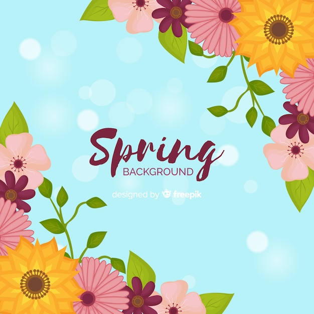 Vector gratuito fondo primavera esquinas florales