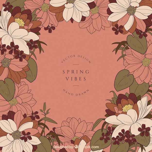 Vector gratuito fondo de primavera en estilo vintage