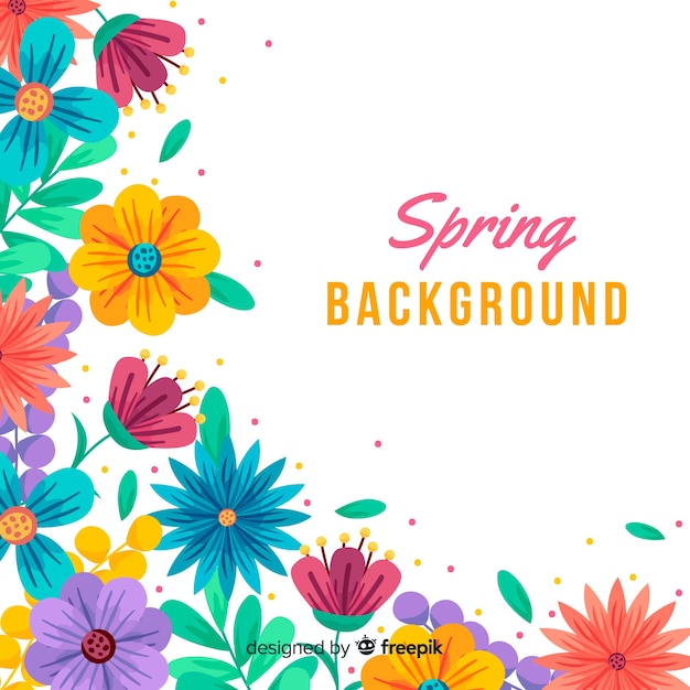 Vector gratuito fondo primavera floral dibujada a mano