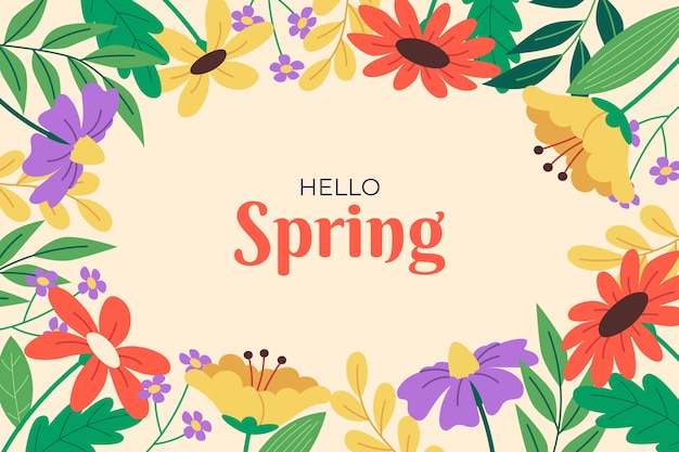 Vector gratuito fondo primavera floral plano