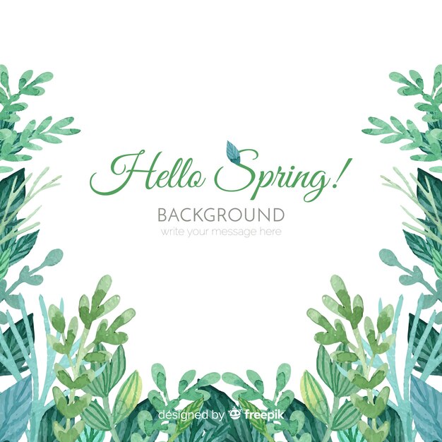 Fondo primavera hojas acuarela