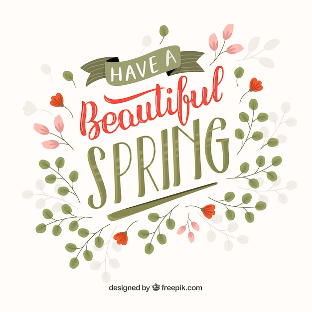 Vector gratuito fondo de primavera con lettering