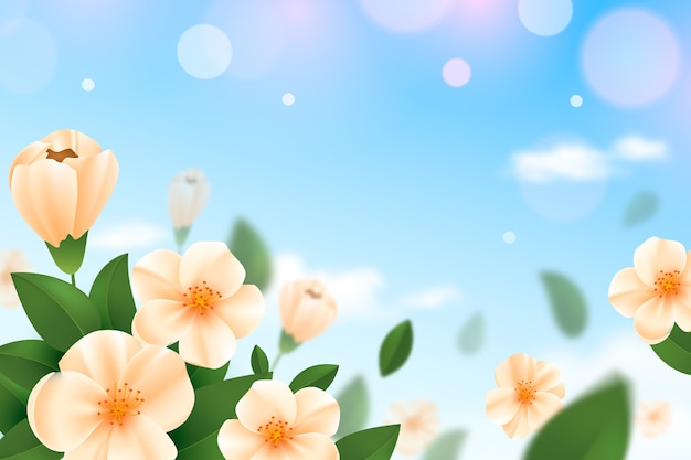 Vector gratuito fondo primavera marco floral realista