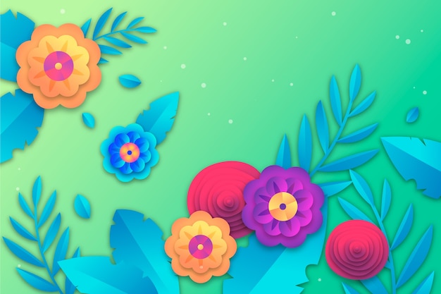 Vector gratuito fondo de primavera en papel colorido estilo con flores