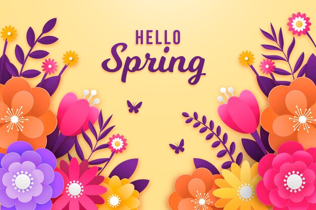 Fondo de primavera en papel colorido estilo