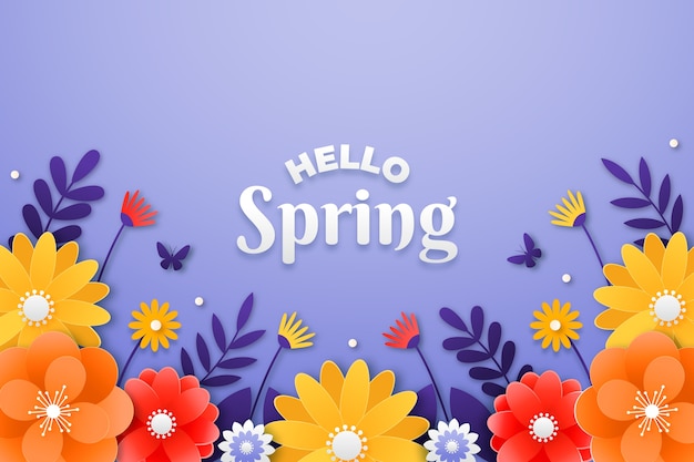 Vector gratuito fondo de primavera en papel colorido estilo
