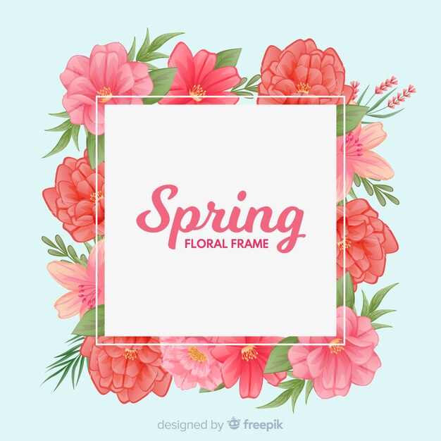 Fondo de primavera simplista con marco floral