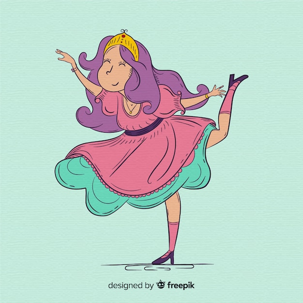 Vector gratuito fondo princesa dibujada a mano