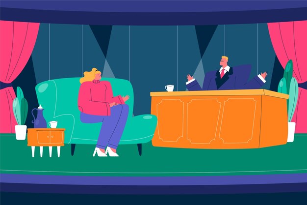 Fondo de programa de entrevistas dibujado a mano