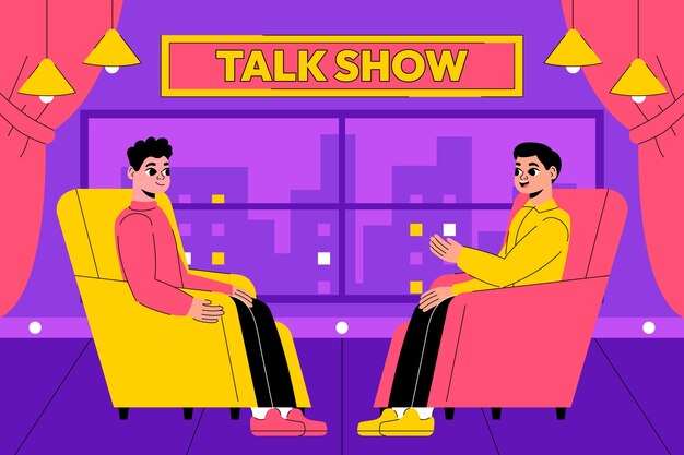 Fondo de programa de entrevistas dibujado a mano