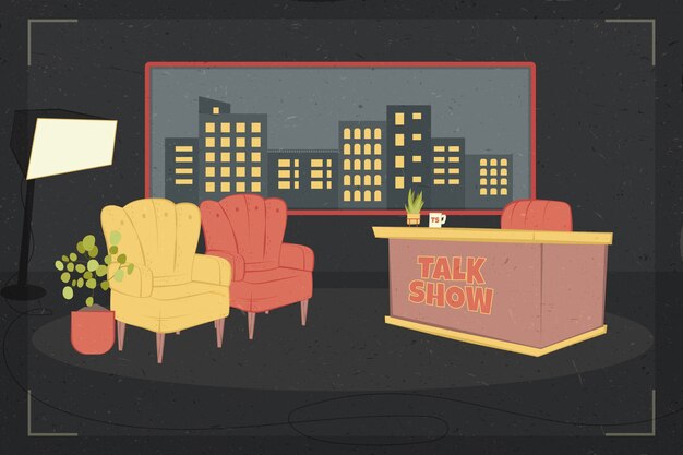 Fondo de programa de entrevistas dibujado a mano