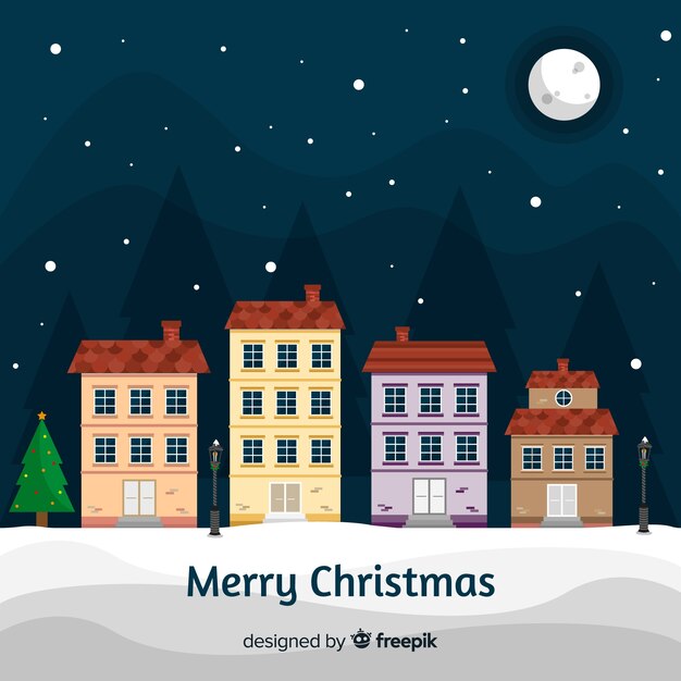 Fondo de pueblo navideño
