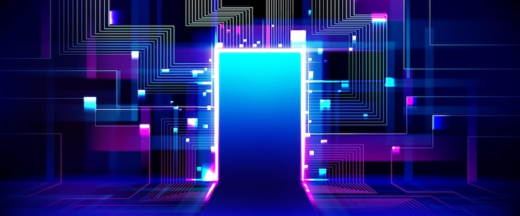 Vector gratuito el fondo de la puerta del futuro la luz futurista digital