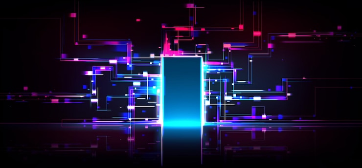 Vector gratuito el fondo de la puerta del futuro la luz futurista digital